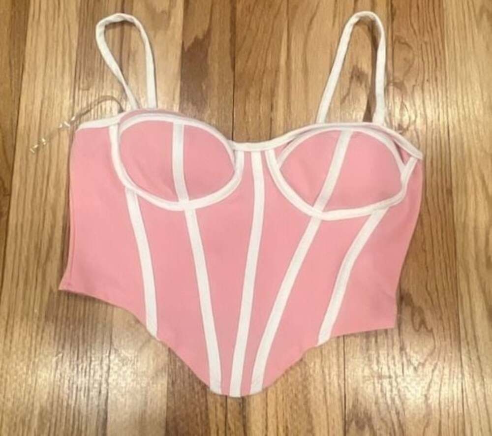 Julia by Love J Pink and White Corset Top Size M